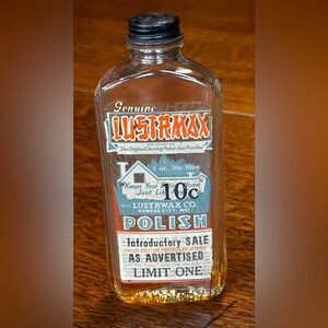 Vintage Lustrmax Cleaning Polish Introductory Glass Bottle